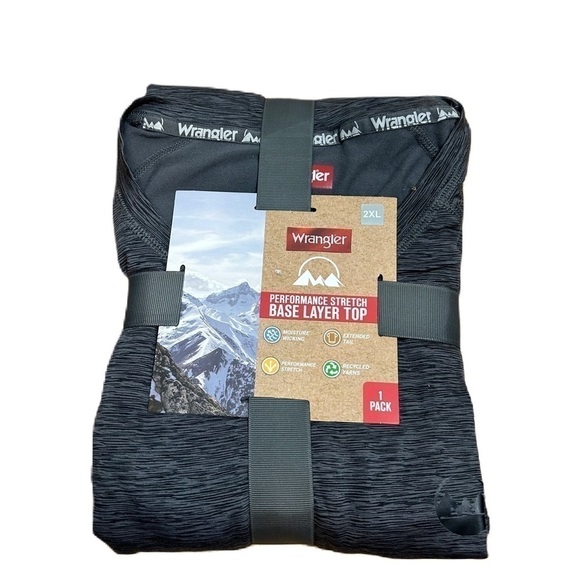 Wrangler Performance Stretch Base Layer Top NWT 2X Gray Men’s Long Sleeve Shirt - Picture 1 of 3